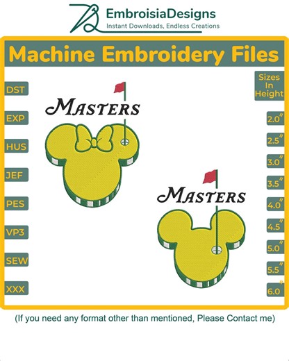 Mickey Minnie Mouse Golfing, Master Golf Machine Embroidery Design, 9 Sizes (instant Download) - Etsy