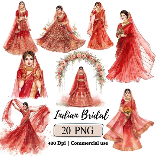 Indian Wedding Clipart Set Bridal Png Bundle, Traditional Wedding Lehenga Graphics, Desi Wedding Watercolor Bride Illustrations Floral Bride - Etsy Ireland