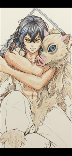 Inosuke Hashibira Sketch, Demon Slayer Drawing, kimetsu no yaiba inosuke, anime sketch, #inosuke