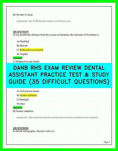 DANB RHS Exam Review: 35 Difficult Dental Assistant Practice Test & Study Guide