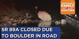 State Route 89A closed in both directions due to boulder in road