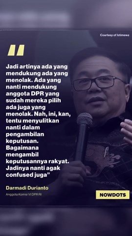 Anggota Komisi VI DPR RI dari Fraksi PDI Perjuangan, Darmadi Durianto, menilai usulan agar rakyat memiliki hak langsung untuk memecat anggota DPR dapat memicu konflik sosial di masyarakat. Pernyataan itu disampaikan menanggapi langkah empat mahasiswa yang menggugat Pasal 239 Ayat (2) huruf d UU MD3 ke Mahkamah Konstitusi (MK). Pasal tersebut mengatur bahwa pemberhentian antarwaktu anggota DPR hanya dapat diusulkan oleh partai politik. Para pemohon meminta MK menafsirkan agar pemberhentian juga b