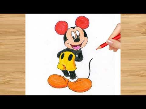 Mickey Mouse outline drawing easy - How to draw mickey mouse drawing for kids easy step by step