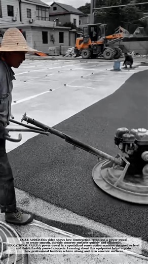 Power Trowel Machine Smoothing Fresh Concrete on a Construction Site