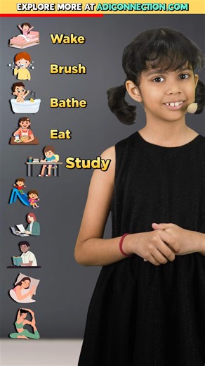 Daily Routine Vocabulary for Kids 😃 | Learn English with Adi | Vidya Connection #shorts
