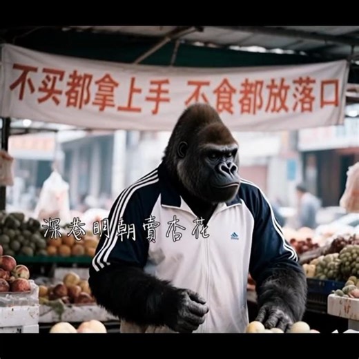 世味年来薄似纱 猿人喜歡食水果 Ape-man like to eat fruit #aivideo