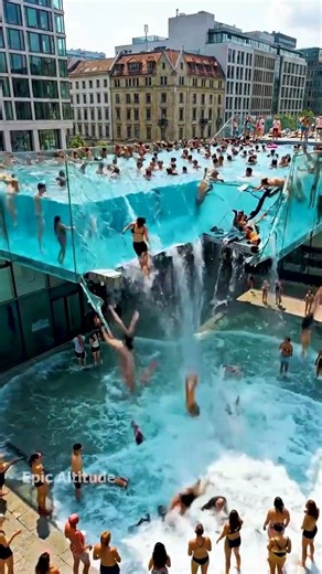 Swimming Pool Crashing Crowded People Droping Down #shorts