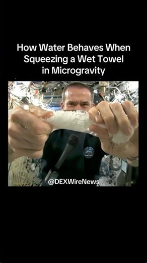 Chris Hadfield Squeezes Wet Towel In Microgravity At The International Space Station! 💥🚀✨ #Space