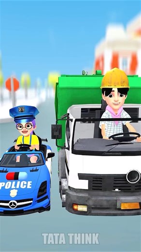 Clean Up! Magic Trash Can Turns Toy Cars & Garbage Truck into Giants! 🚜 #scaryteacher3d #tatathink