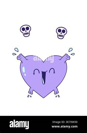 spinning skulls animation of cartoon healthy heart Stock Video Footage - Alamy