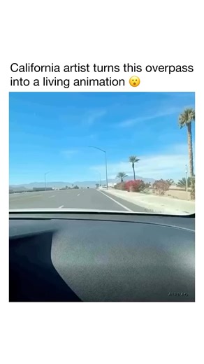 Alfinetei usa 🇺🇸 on Instagram: "A California artist is gaining major attention after transforming an ordinary overpass into a vibrant, moving animation. Using precise timing, layered artwork and the speed of passing cars, the installation creates a dynamic optical illusion that has left commuters amazed and social media users applauding its creativity. Follow @alfineteiusa to see more! (🎥: westcoastarts)"