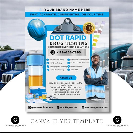 Dot Drug Testing Flyer Template | 4:5 Editable Canva Design | Transportation Compliance, DOT & Non-dot Testing IG Post - Etsy
