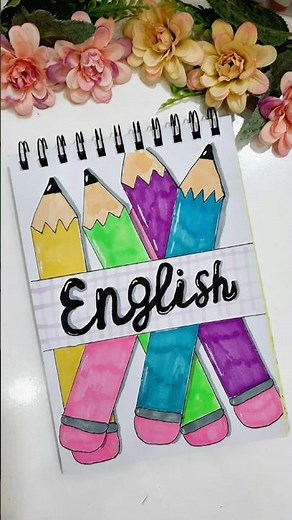 Aesthetic English Notebook Cover ✏️✨ Easy & Cute Design! #AestheticDIY #BackToSchoolStyle