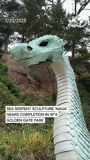A dragon now lives in San Francisco's Golden Gate Park! "Naga," a 25-foot-tall sea serpent sculpture originally featured at Burning Man 2024, is currently being installed in the Rainbow Falls Pond along JFK Promenade. When completed, Naga and The Captainess will light up the night as Golden Gate Park largest EVER public art installation. It will also feature a sculptural shipwreck seating area with interactive treasure chests and a watery new street mural. ILLUMINATE is behind the project and sa