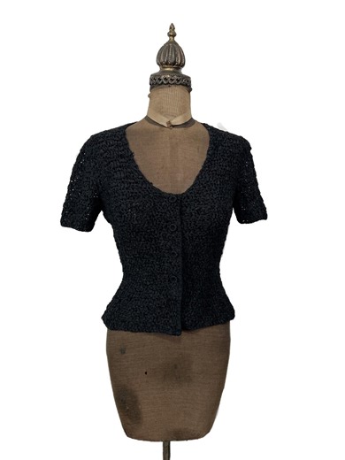 Vintage 1950s Ann Fleischer Black Ribbon Knit Button up Blouse - Etsy