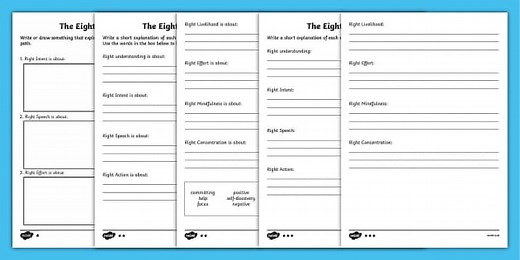 The Eightfold Path Differentiated Worksheet Pack