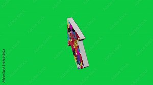 3D cursor pointer animation with painting abstract splash on green screen background. 3d element animated mouse click exploration Stock Video