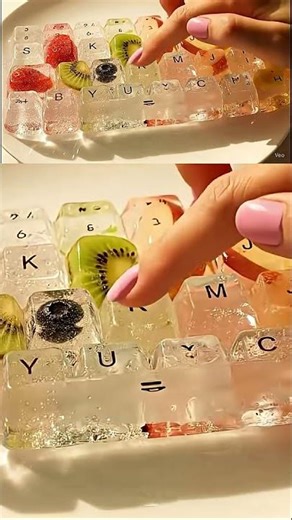 ASMR Typing on a Frozen Fruit Keyboard Icy, Crunchy & Relaxing Sounds ️