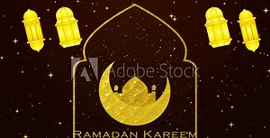 4K Ramadan Background with Islamic moon and lantern. Ramadan Kareem festival BG on colored background. Ramadan Background for scenes, Ramadan Kareem, Eid Al-Fitr, Greeting, and Eid Al-Adha.