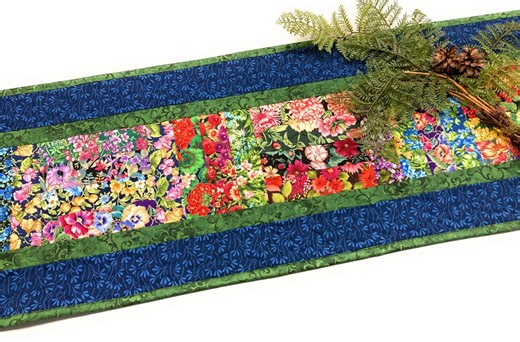 Summer Garden Flowers Quilted Table Runner, 13x56" Reversible Washable, Coffee Dining Table, Blooms Roses Pink Yellow Wildflower, Handmade - Etsy