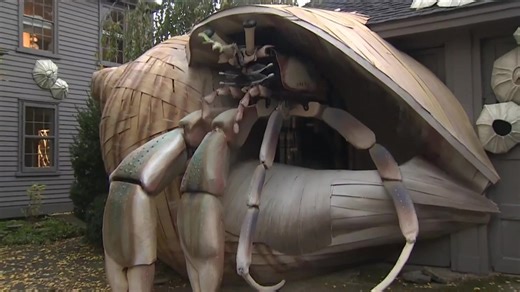 Marblehead architect builds massive moving crab costume for garage