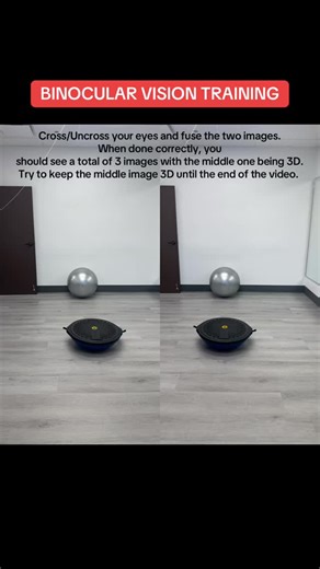 Vivid Visions Optometry, Inc on Instagram: "🛑BINOCULAR VISION TRAINING🛑 Cross or uncross your eyes until the two images overlap. When you do it right, you’ll see three images. The middle one should pop into 3D. Try to hold that middle image in 3D until the end of the video. If this feels hard, uncomfortable, or impossible, your eyes may be struggling to work together. This is a basic look at how binocular vision and depth perception work. For some people, this simple task triggers eye strain, 
