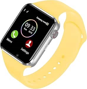 Smart Watch Bluetooth Watch with Call/SMS/Camera/SIM Card Slot, Qidoou Fitness Tracker Pedometer Sports Watch for Women Men Kids Compatible with Android & iOS Phones for iPhone Samsung LG (Yellow)
