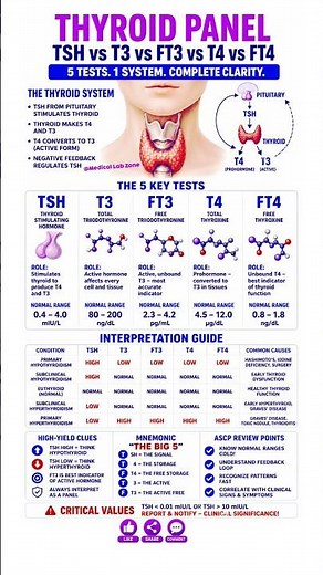 THYROID PANEL |TSH vs T3 vs FT3 vs T4 vs FT4 explained simply 👀