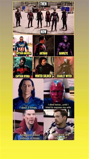 Avengers Then vs Now 🥶 Who Died The Most in MCU? #marvel #avengers #ironman #loki #viral #shorts #yt