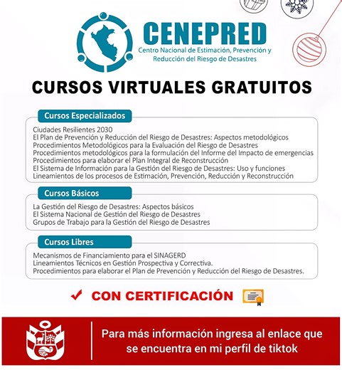 📚Curso virtual gratis del CENEPRED. #curso #cursosgratuitos #cursosonline #cursosvirtuales #limaperu🇵🇪