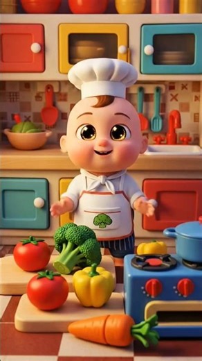 Baby Chef Cooking Pizza in Kitchen 👶🍕BabyChef #CookingBaby #CuteBaby #PizzaTime #KidsVideo #Toddler