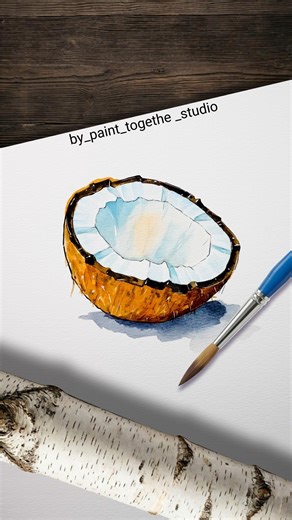 Coconut Watercolor Tutorial 🥥 | Easy Texture & Layering Technique