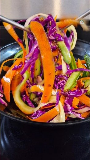 Red Cabbage Salad with carrots and cucumbers
