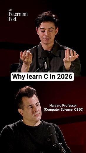 Why learn C in 2026? David J Malan is a professor of computer science at Harvard famous for transforming CS50 into a world-class, free online course. This clip is from the interview I did with him If it interested you, you can see the full interview on YT or wherever you get podcasts (link in bio)