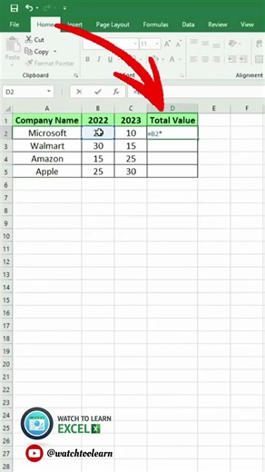 Multiplication formula tricks How to multiply 2 values in #excel @watchtoolearn