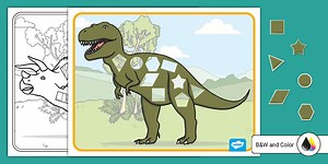 Dinosaur 2D Shape Sorting Worksheet