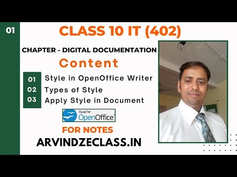 Use Style in Open Office Writer Chapter- Digital Documentation | Class 10 IT(402) Chapter 1