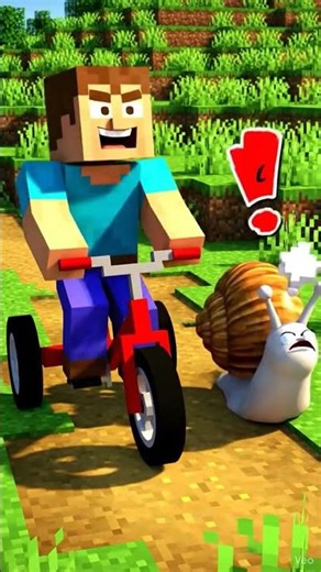 Steve Mocks a Slow Snail While Riding a Tricycle 😂🐌🚲 | Minecraft Shorts