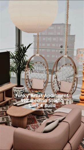 Sims 4 910 Medina Studio Apt for a funky Artist! Now available for download on Patreon full speed build on YT! #sims4 #speedbuild #sims4build #showusyourbuilds