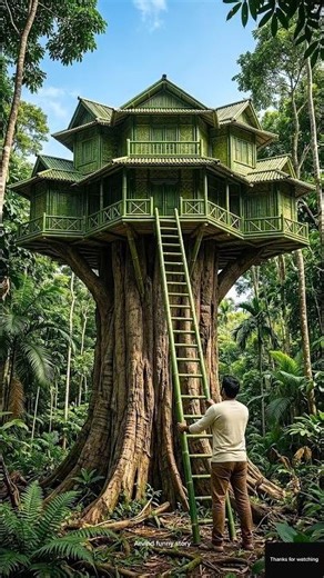 Man built a house out of bamboo and hid inside it | beautiful handmade craft #story #ai