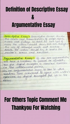Definition of Descriptive essay & Argumentative essay #englishliterature #essay