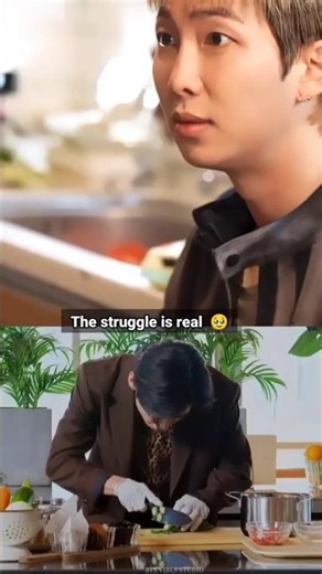 RM and V's kitchen struggle is too cute! 🥹💜 #BTS #Shorts #v #rm #btsshorts #kpop
