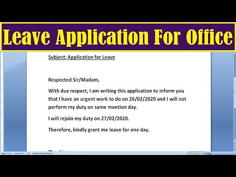 How to Write Leave Application for Office | Leave Application for Office
