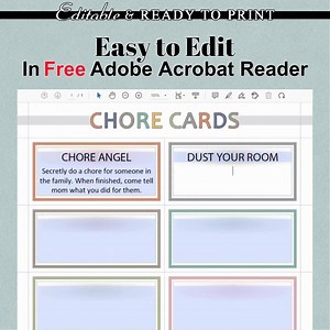 Editable Chore Cards for Kids Printable | Cleaning Tasks | Allowance System | Chores for Children | Teens Responsibility PDF Download HFL06 - Etsy