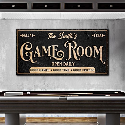 Personalized Game Room Sign | Game Room Wall Art | Gamer Gift Canvas Art | Custom Family Sign | Gift for Gamer Wall Art | Family Room Sign - Etsy