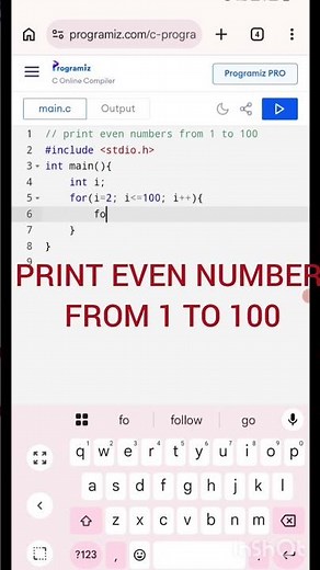 ✅ C Programming: Print Even Numbers from 1 to 100 | Beginner C Program #shorts