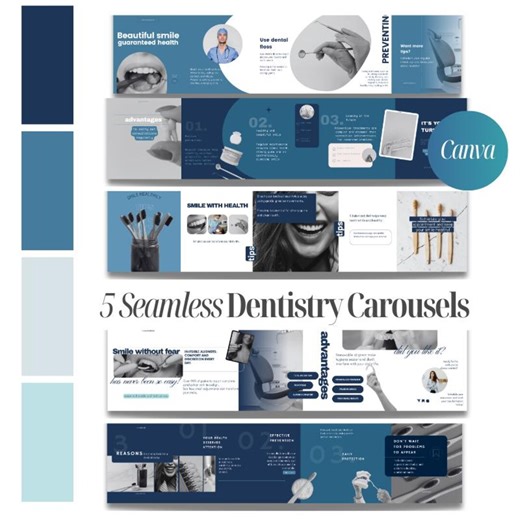 5 Seamless Instagram Carousel Templates for Dentist: Canva Editable Social Media Posts Dental Clinic - Etsy