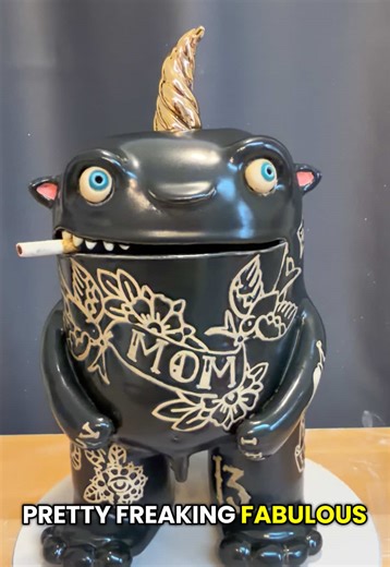 Tattoo guy is finished!!! Took me so long to figure out how I wanted to glaze him and then commit! #contemporaryceramics #ceramics #arttok #scarymonsters #tattoos