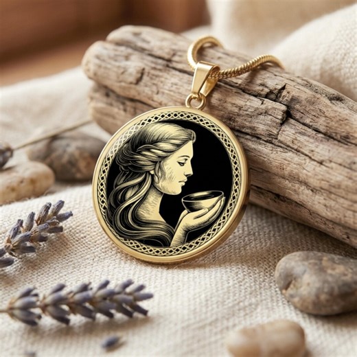 Danu Celtic Goddess Necklace Gold Pendant, Irish Mythology Jewelry, Sacred Feminine Celtic Amulet - Etsy
