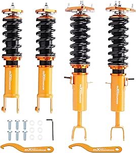 maXpeedingrods Coilovers for Nissan 350Z 2003-2008, for INFINITI G35 RWD 2003-2007, 24 Levels Damper Adjustable Coilovers Suspension Kit, Height Adjustable Shock Absorber Struts, Lowering Kit, Gold